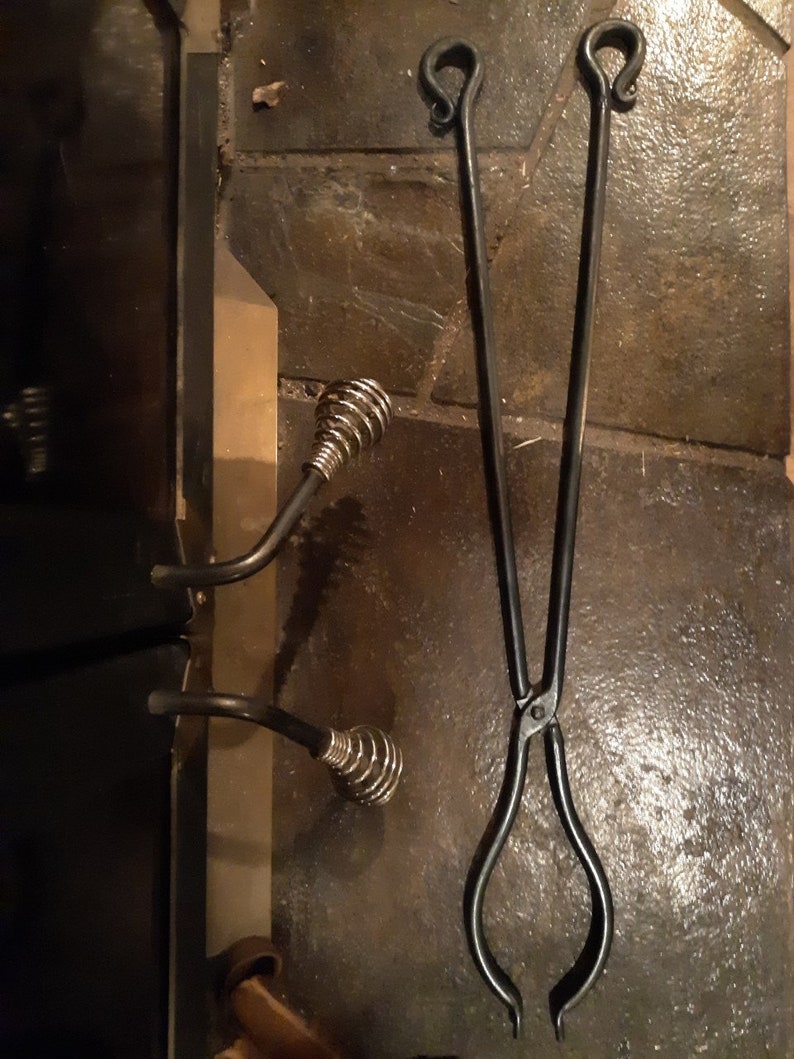 Fireplace Log Tongs Stove Scissors Blacksmith Made Etsy