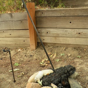 Large fire poker for camp or bon fires, blacksmith made, fireplace poker