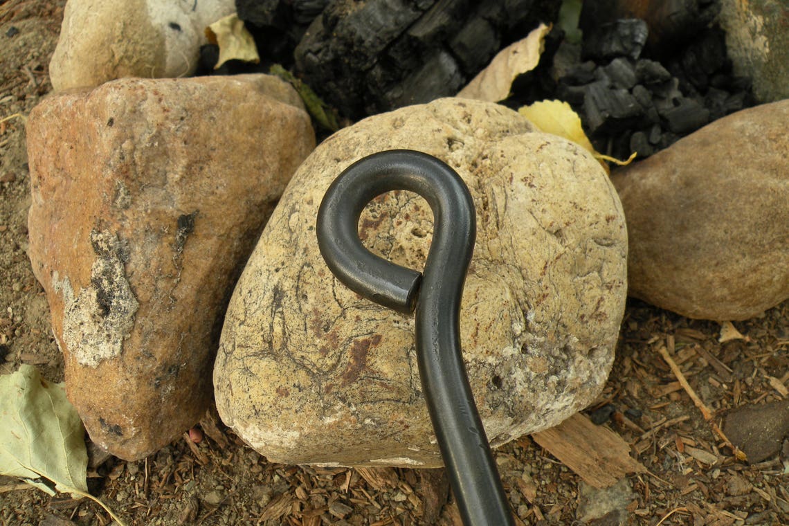 Large Fire Poker for Camp or Bon Fires Blacksmith Made Etsy