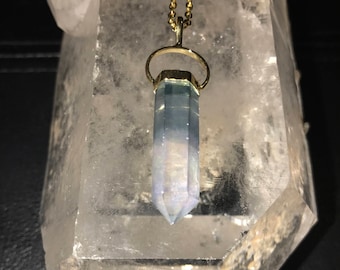 Aqua and Angel Aura Crystal Point Necklace