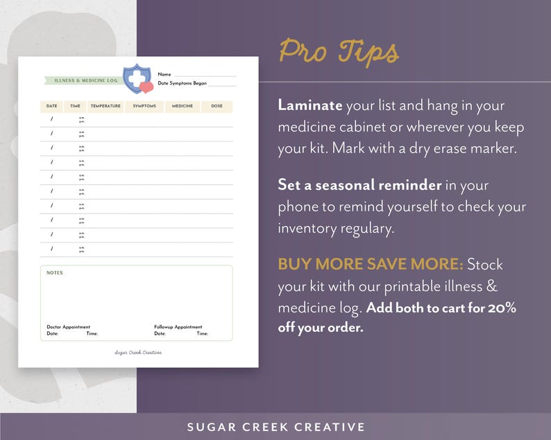 First Aid Kit Stock List: Medicine Cabinet Inventory (canva Template ...
