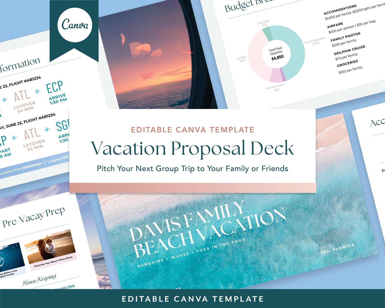 Vacation Proposal Pitch Deck: Presentation Template (canva Template) - Etsy