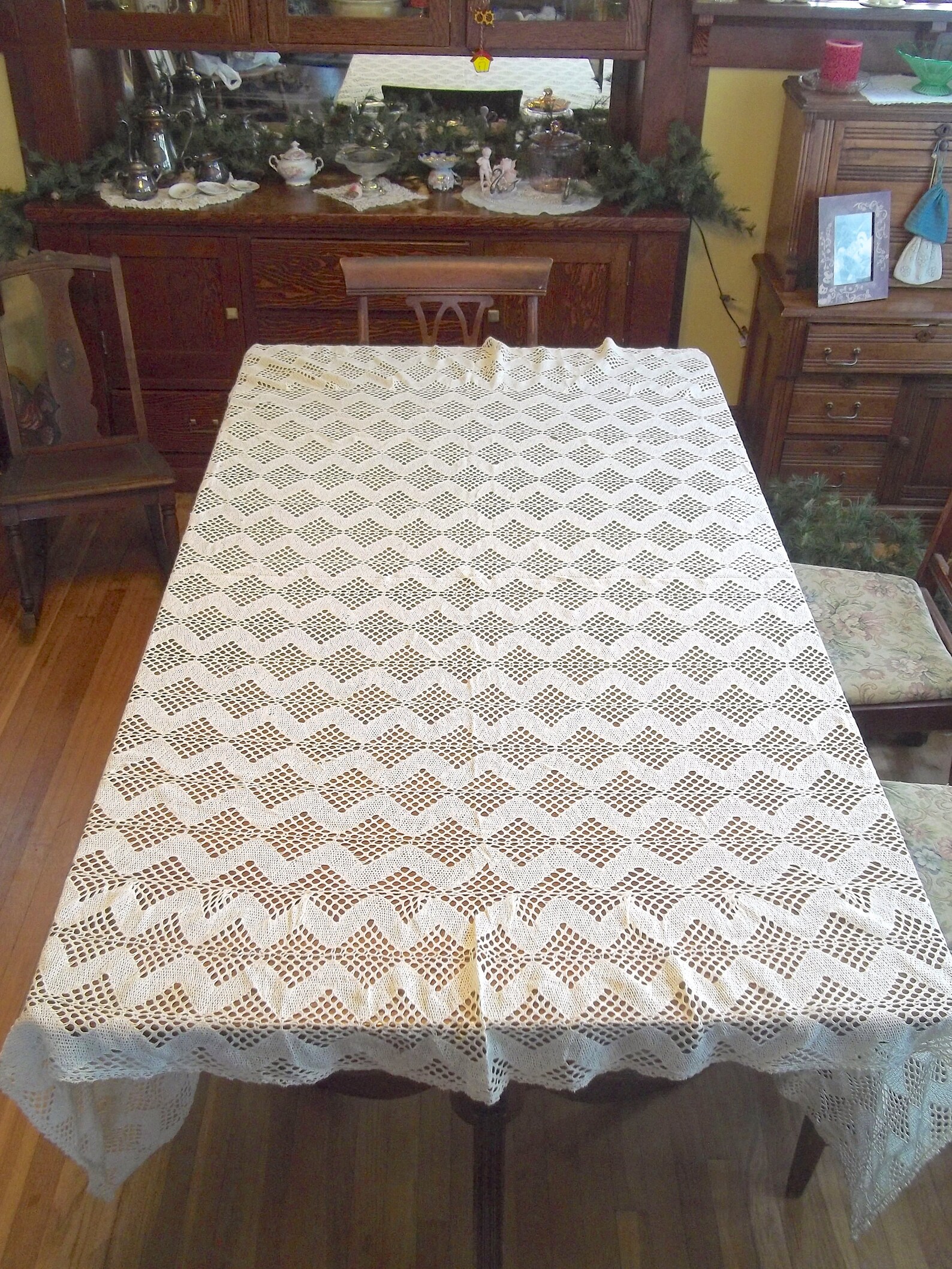 Vintage Lace Tablecloth Rectangle Lace Tablecloth Vintage Etsy