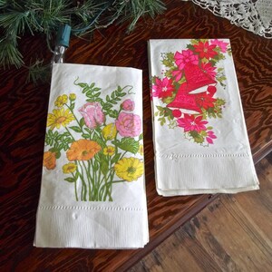 Vintage Floral Napkins, Summer Napkin, Vintage Paper Napkin, Christmas Napkins, Vintage Christmas Party Napkin, Vintage Christmas Party, RTS