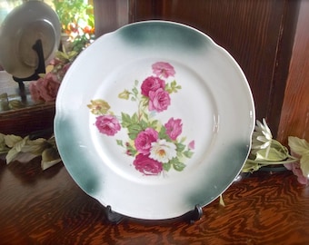 Plat vintage roses roses, plat roses roses, plat cottage vintage, assiette roses vintage, rose thé rose, plat roses vintage, plat de mariage vintage