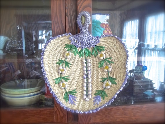 Vintage Fan, Hand Fan, Vintage Hand Fan, Wall Hanging Fan, Vintage Straw Art, Straw Hand Fan, Fan Wall Art, Boho Decor Wall, 1950s Fan, RTS