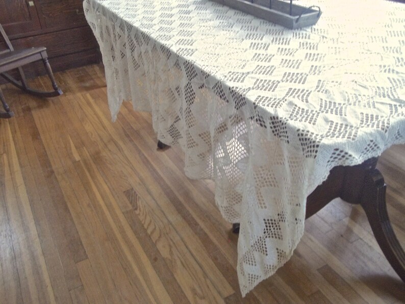Vintage Lace Tablecloth Rectangle Lace Tablecloth Vintage Etsy