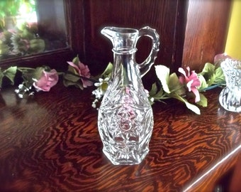 Huile et vinaigre, huile et vinaigre vintage, huile et vinaigre sur verre, verre Anchor Hocking, étoile de David, ensemble de cuisine de cottage, ensemble de burettes vintage