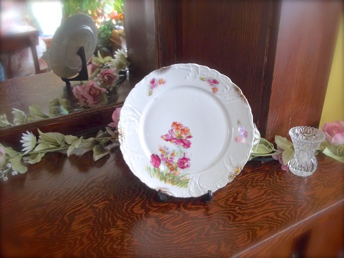 Floral Plate Vintage, Pink Floral Plate, Vintage Floral Plate, Vintage