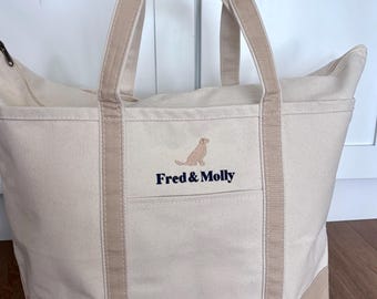 Personalized pet bag personalized dog paw bag Monogrammed canvas tote bag dachshund silhouette Labrador Dog embroidery