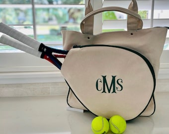 Tennis Mom Monogrammed Tennis Bag Personalized Tennis Tote Bag Top Zip Closure Tennis Tote Bag Great for a Gift