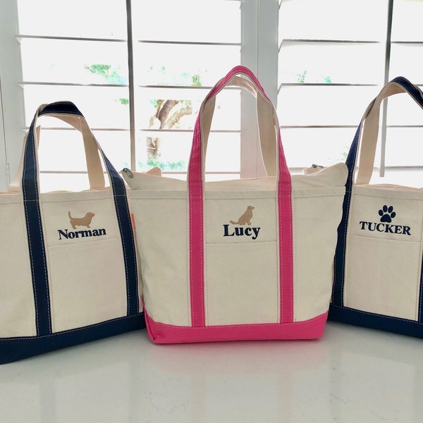 Personalized pet bag personalized dog paw bag Monogrammed canvas tote bag dachshund silhouette Labrador Dog embroidery