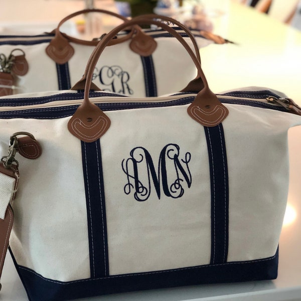 Monogrammed Weekender Bag Personalized Duffel Bag Monogrammed Canvas Duffle Bag Great gift for her