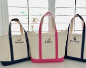 Personalized pet bag personalized dog paw bag Monogrammed canvas tote bag dachshund silhouette Labrador Dog embroidery