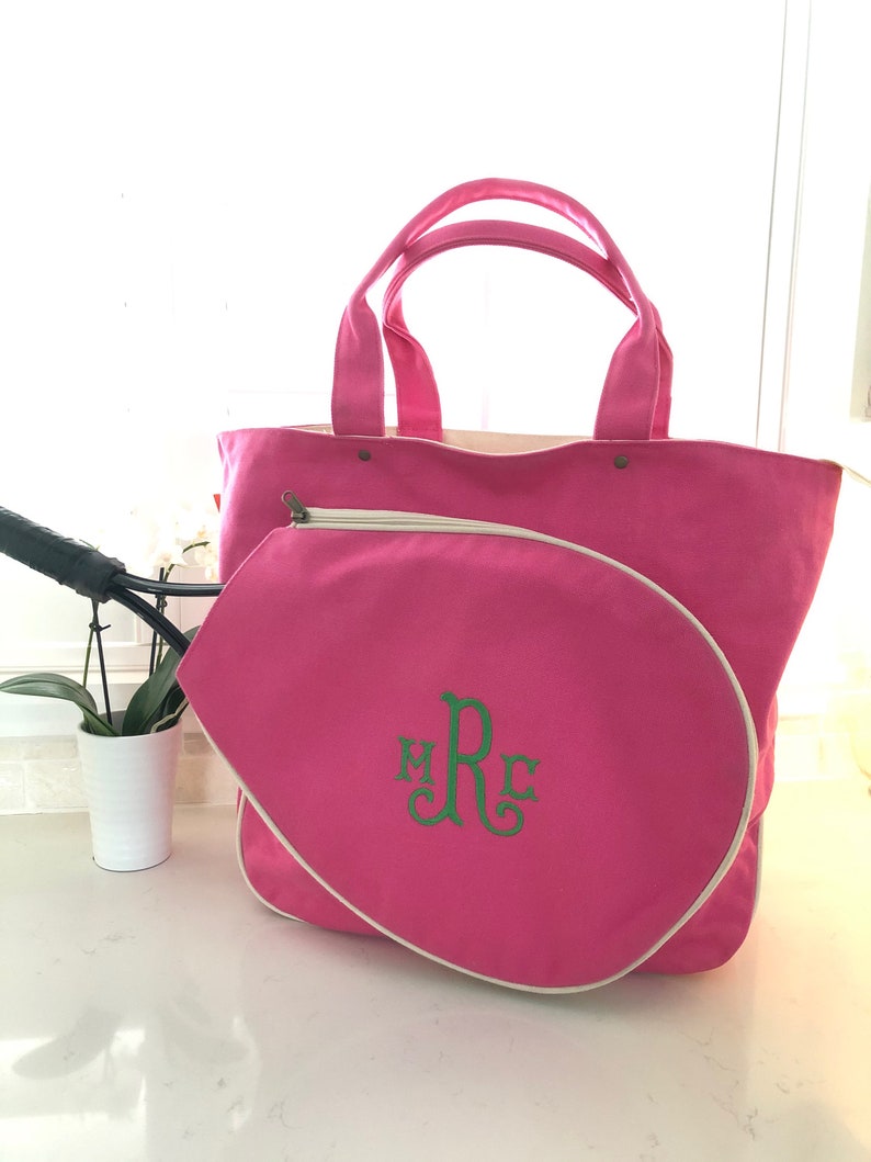 monogrammed tennis tote