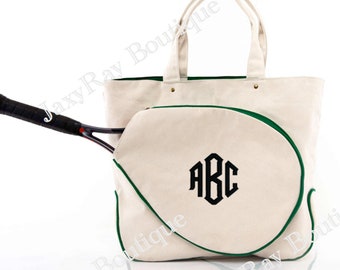 Monogrammed Tennis Bag Personalized Tennis Tote Bag Top Zip Closure Tennis Tote Bag Great for a Gift Tennis mom