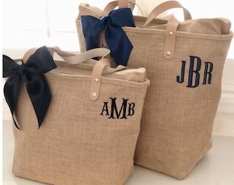 Personalized Beach Bag New Style Monogrammed Jute Burlap Tote Bag Personalized Natural Jute Tote Bag Bridesmaid Gifts Monogrammed Jute Bag