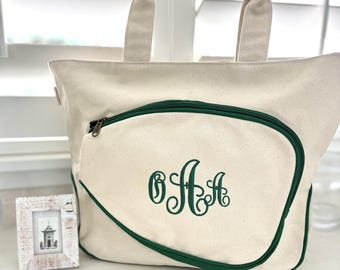 Personalized Pickleball Tote Bag – Monogrammed Pickleball Bag with Top Zip – Custom Gift for Pickleball Lovers