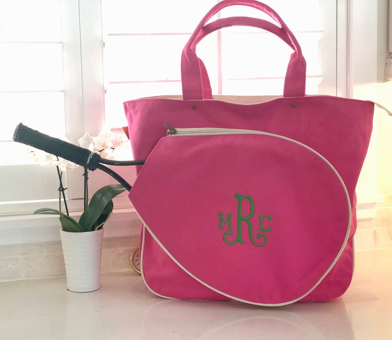 monogrammed tennis tote