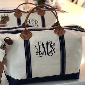 Holiday Gift Monogrammed Weekender Bag Personalized Duffel Bag Monogrammed Canvas Duffle Bag Great gift for her