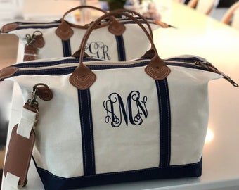 Monogrammed Weekender Bag Personalized Duffel Bag Monogrammed Canvas Duffle Bag Great gift for her Bridesmaid gift