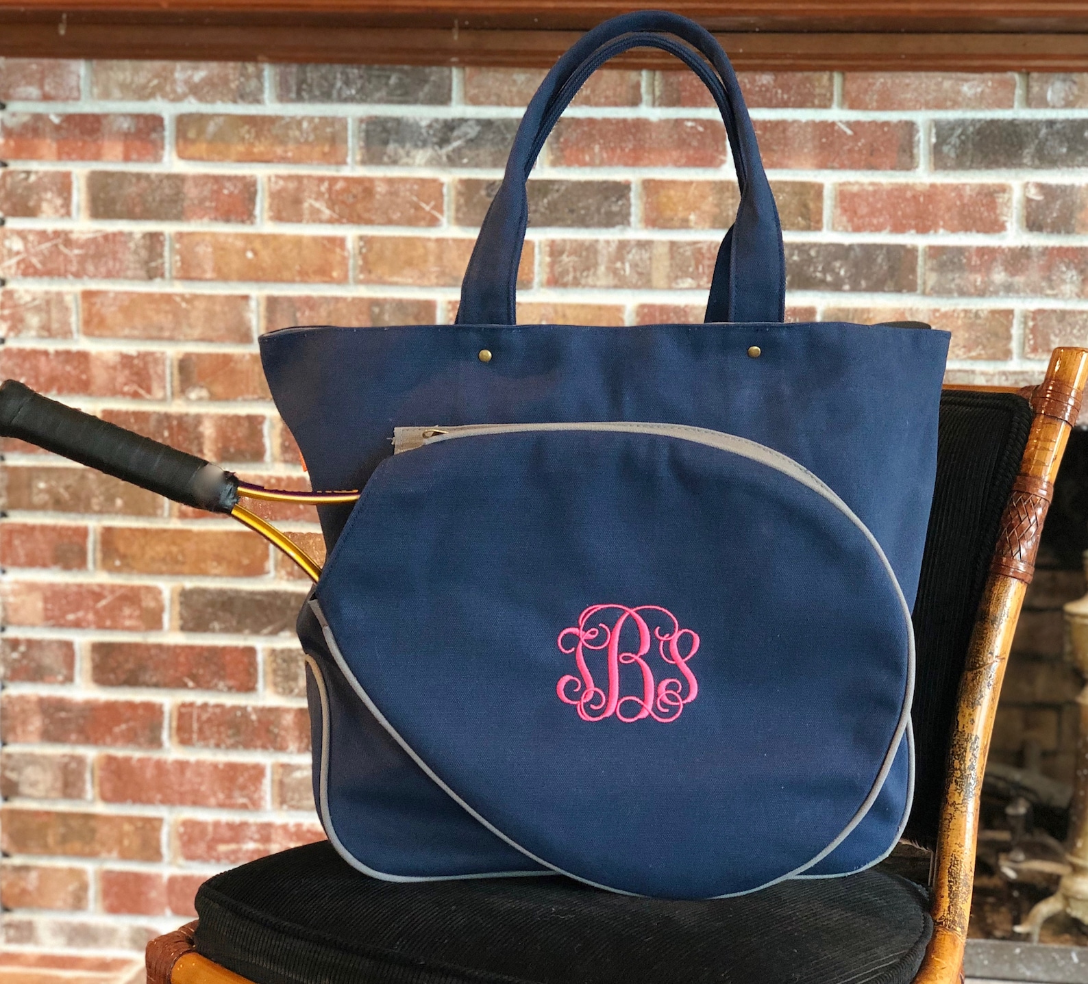 monogrammed tennis tote