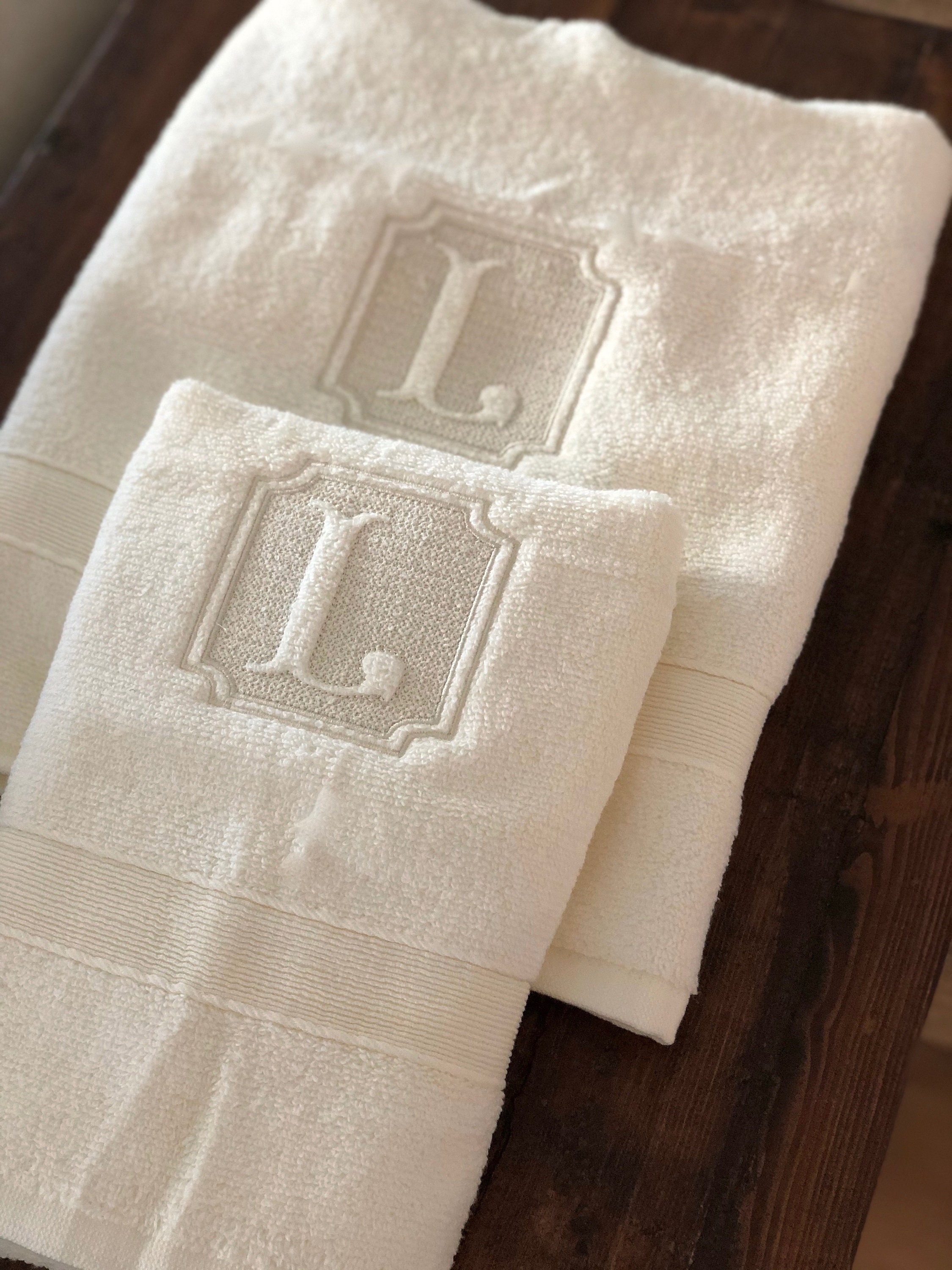 Monogrammed Embossed towel set new embossed personalized towel Etsy