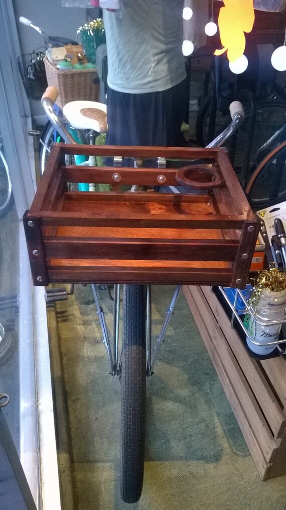 Items similar to Wooden basket for cruiser and city bicycles. Includes