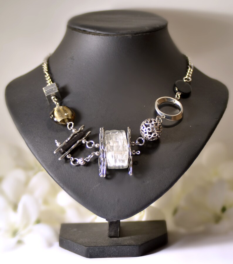 Stainless steel short necklace funky necklace asymmetrical Etsy