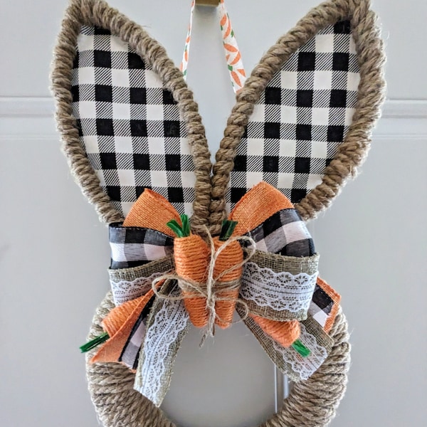 Bunny Wreath, Bunny Door Hanger, Easter Wreaths, Rustic Bunny Wreath, Easter Door Wreath, Easter Decorations, Farmhouse Easter Wreath