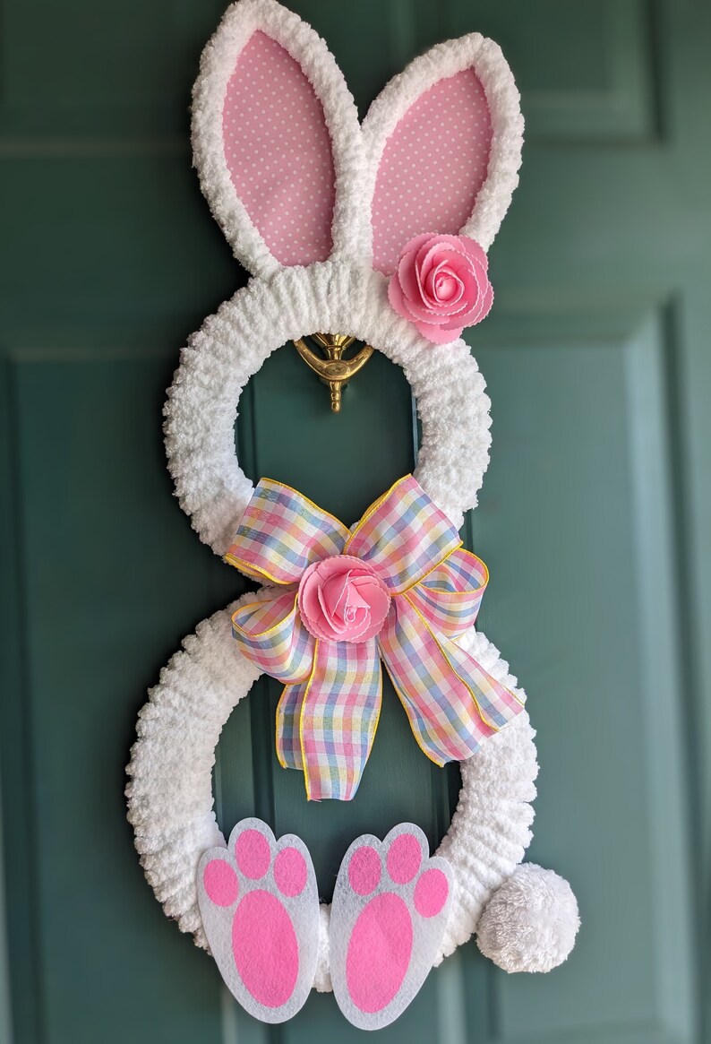 Bunny Easter Wreath: Spring Rabbit Door Decor - Etsy
