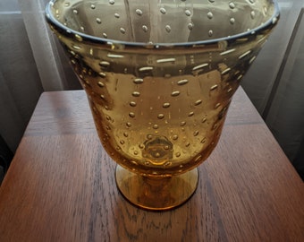 Whitefriars Amber Bubble Vase, Amber Bubble Vase, Amber Depression Glass Vase, Amber Glass, Vintage Amber Glass, Amber Collectible Glass