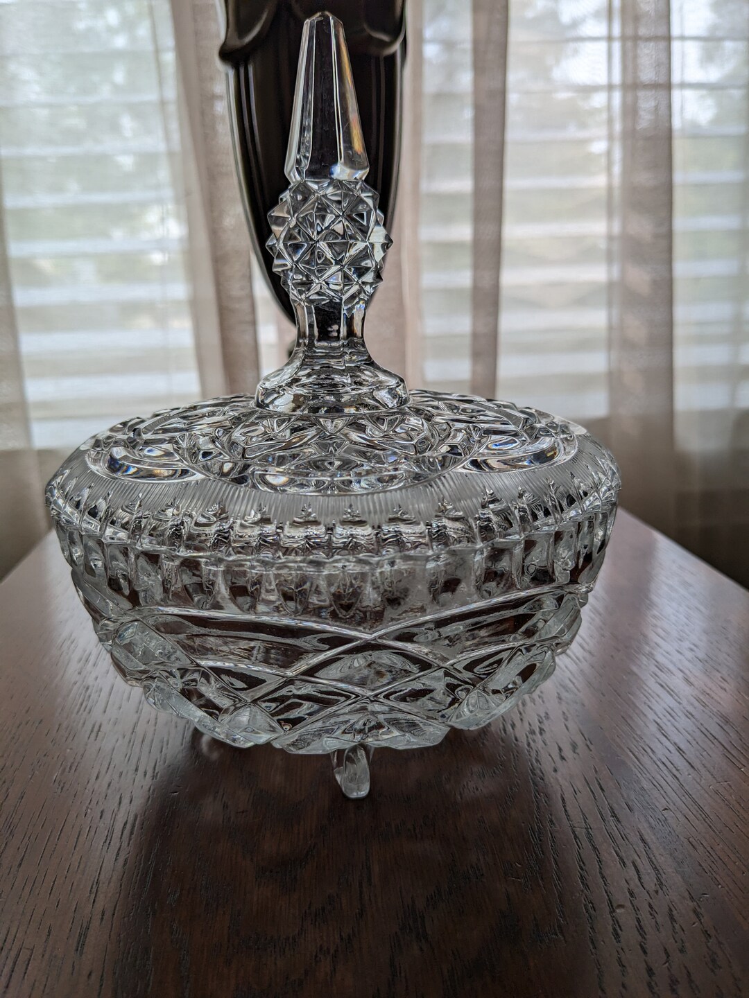Lead Crystal Candy Dish, Vintage Candy Dish, Footed Candy Dish, Tall