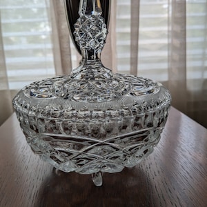 Lead Crystal Candy Dish, Vintage Candy Dish,  Footed Candy Dish, Tall Steeple Candy Dish, 1960&#39;s Candy Dish, Lead Crystal Dish