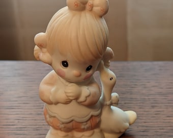 Vintage 1983 Precious Moments Girl with Goose Ornament