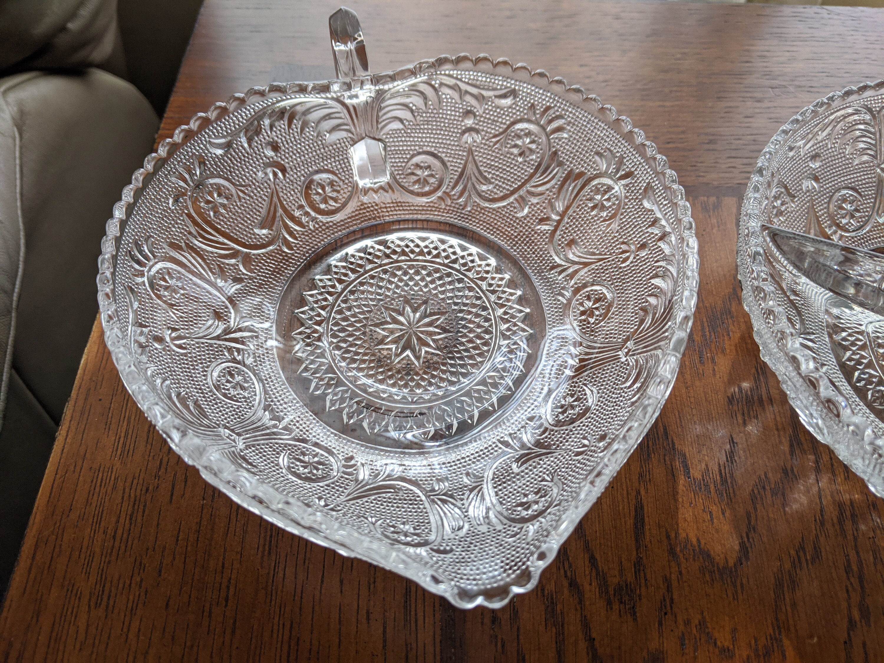 Duncan & Miller Nappies Clear Sandwich Glass Nappy Heart Etsy