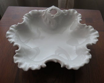 Ucagco White Ruffled Dish, Japanese Dish, Flowered Dish, Ruffled Dish, White China Dish, Vintage Candy Dish, United China and Glass Co