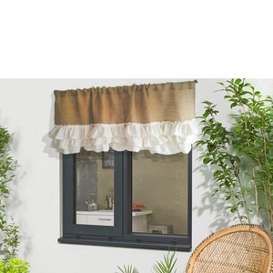 Burlap Valance with 2 tires of Ivory ruffels