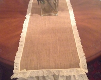 Burlap table top/ runner vintage look Table Decor Table Cloth
