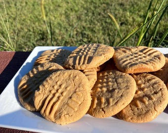 Homemade Peanut Butter Cookies: Gourmet, Soft, All Natural -18 Count