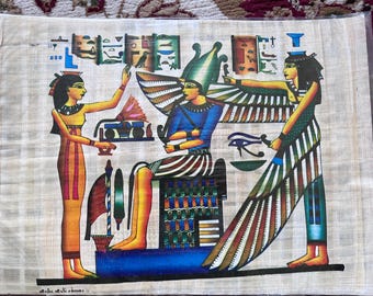Handmade Egyptian Papyrus Painting: Judgment of Osiris Scene
