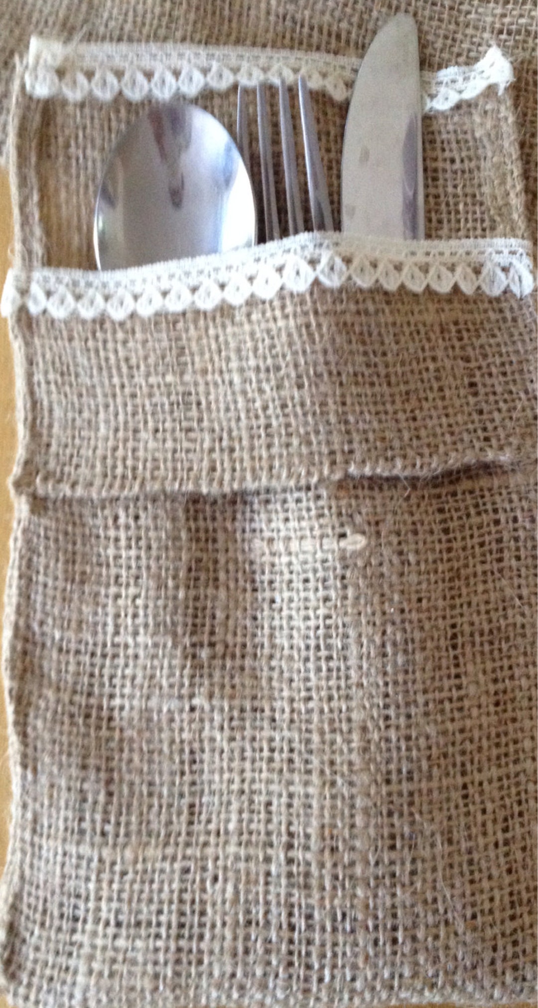 Burlap and Lace Utensils Holder Set of 6 Utensil Holder Etsy
