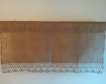 Burlap and Lace Farmhouse Valance