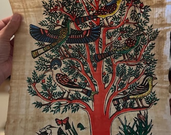 Handmade Egyptian Tree of Life Papyrus: Ancient Art with Bookmark