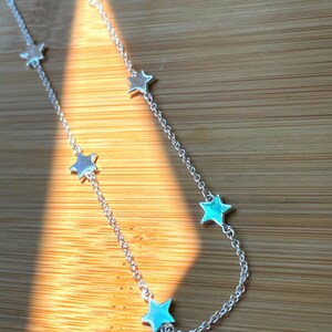 Silver Star Anklet, Sterling Silver Ankle Bracelet Women, Celestial Anklet 10&#39;&#39;, Foot Jewelry, Boho Anklet, Dainty Anklet, Minimalist Anklet