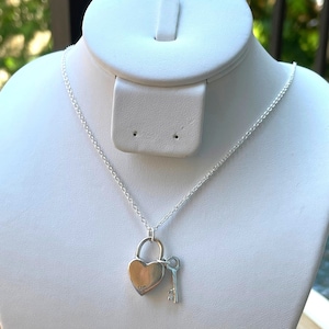 Heart Lock with Key Pendant Necklace, Sterling Silver Padlock Necklace, Minimalist Necklace, Lock Charm Necklace, Necklace Gift for Wife