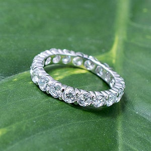 4mm Eternity Band Ring, Sterling Silver Eternity Ring, Full Eternity Wedding Band, Cubic Zirconia, Stackable Band, Engagement Ring, Bridal