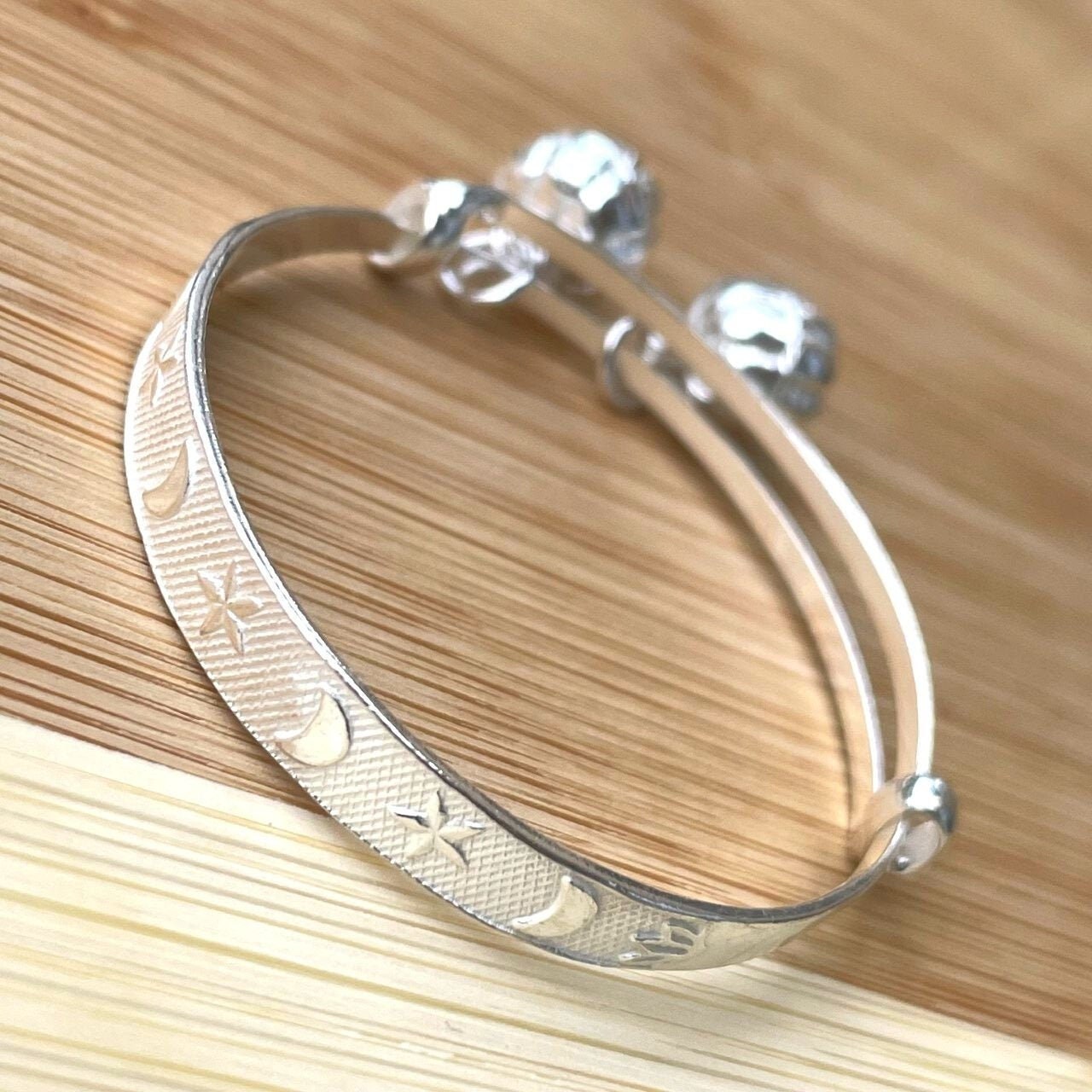 Sterling Silver Baby Bangle Bracelet Celestial Baby Gifts Etsy