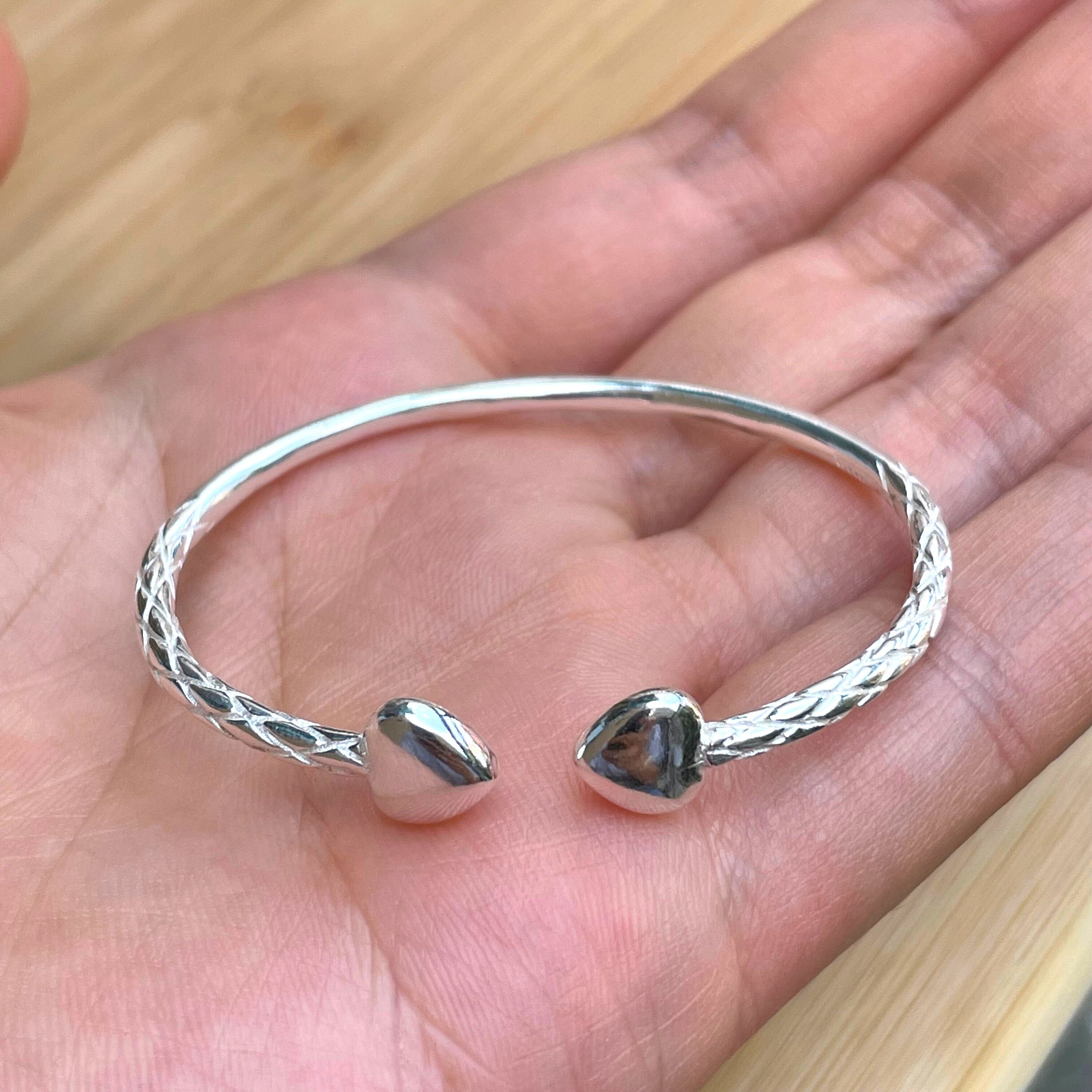 Heart Cuff Bracelet Sterling Silver West Indian Bangle Etsy
