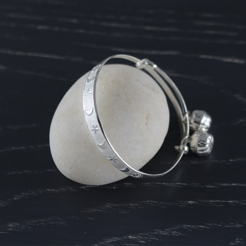 Sterling Silver Baby Bangle Bracelet Celestial Baby Gifts Etsy